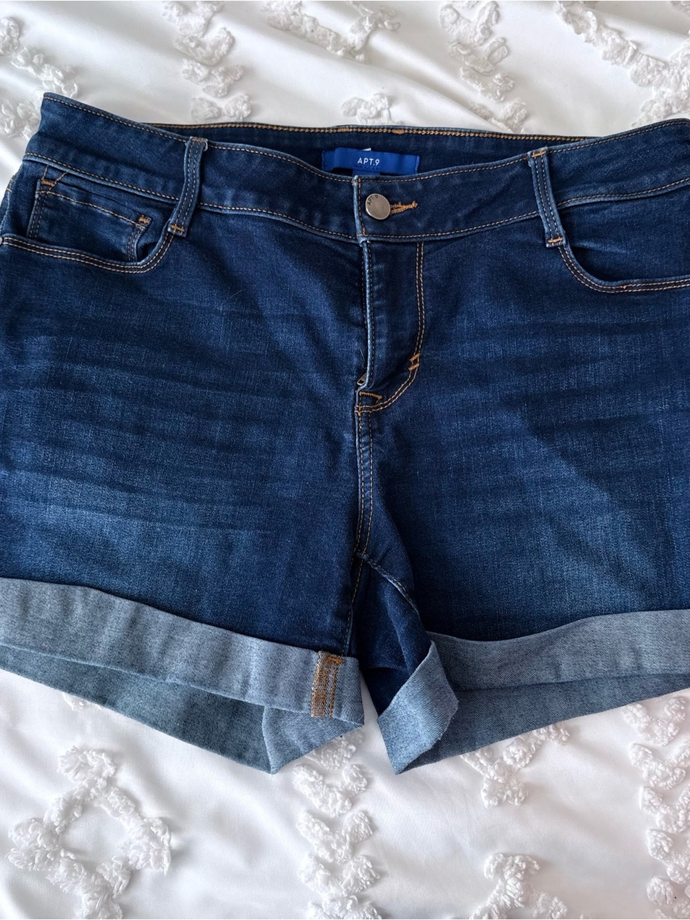 Apt. 9 Women's Dark Blue Rolled Cuff Denim Shorts